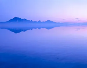 Mineral Deposit Prints: UTAH, Silver Island Mtns, dawn, reflected in Bonneville Salt Flats. Great Salt Lake Desert