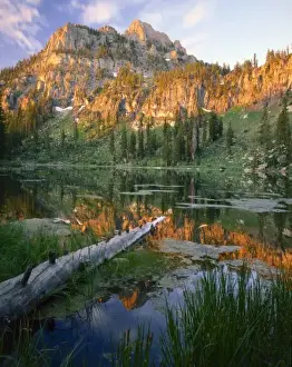 Quiet Prints: UTAH. USA. Mount Magog reflected in White Pine Lake at sunrise. Bear River Range
