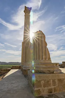 Roman Prints: Uthina, Ben Arous, Tunisia. Ruins of the Roman Capitol at the Uthina Archaeological Site
