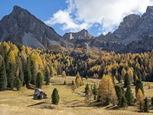 Val San Nicolo in Val di Fassa. Marmolada mountain range in the Dolomites of Trentino