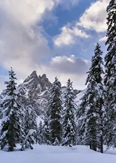 Northern Italy Prints: Valley Fischleintal (Val Fiscalina) in the nature park sexten dolomites in deep winter