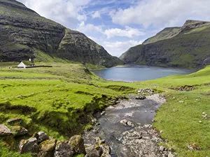 The valley of Saksun, one of the main attractions of the Faroe Islands. The island Streymoy