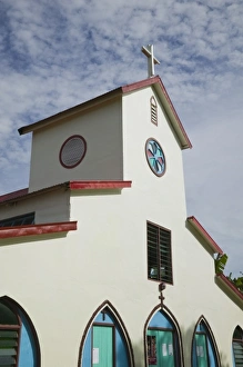 Images Dated 8th October 2007: Vanuatu, Espiritu Santo Island, Luganville. La Roseraie Village Church / Morning