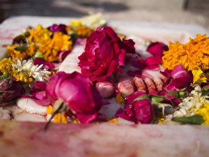 Décor Prints: Variety of flowers for religious offering in temple in Udaipur, Rajasthan, India