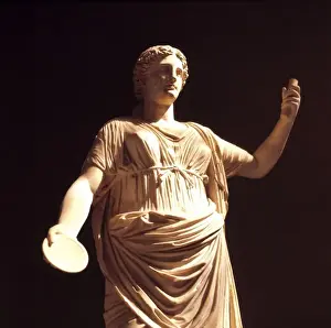 Exhibit Prints: Vatican City. Sunlight accentuates the folds of this statues gown in the Braccio Nuovo