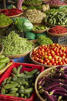 Vegetable Prints: Vegetable stall, Dong Ba Market, Hue, Thua Thien-Hue Province, North Central Coast