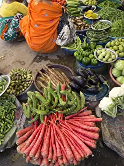 Vendor Prints: Vendor selling vegetables in Jaipur, Rajasthan, India