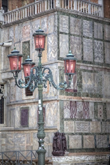 Snowing Prints: Venetian Lamp Post, Venice Italy Wintertime snows