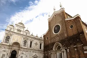 Low Angle Prints: Venice, Veneto, Italy - Two differently colored churches adjacent to one another