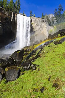 Hiking Prints: Vernal Falls and rainbow on the Mist Trail, Yosemite National Park, California, USA