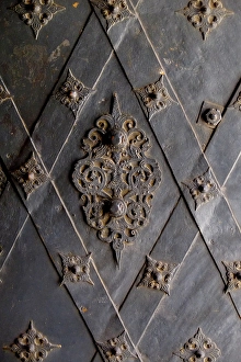 Images Dated 8th October 2024: Vienna, Austria. Ancient wood door covered in metal