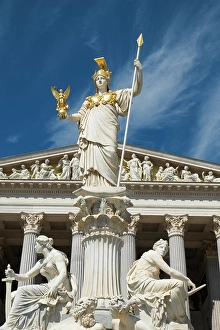 Images Dated 8th October 2024: Vienna, Austria. Beautiful Parliament building in Vienna. Athena fountain