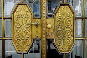 Images Dated 8th October 2024: Vienna, Austria. Brass art deco door detail