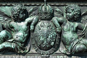 Images Dated 8th October 2024: Vienna, Austria. Bronze detail of angels and royal crest
