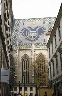 Low Angle Prints: Vienna, Austria - Low angle view of the side of a cathedral with an ornate design