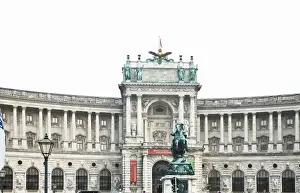 Low Angle Prints: Vienna, Austria - Low angle view of the expansive exterior of a library building