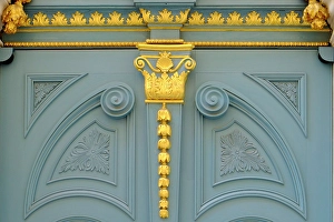 Images Dated 8th October 2024: Vienna, Austria. Stunning blue carved door, 1800's