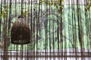 Vietnam Collection: Vietnam, Hanoi, cafe interior, lamp