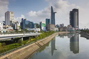 Vietnam Prints: Vietnam, Ho Chi Minh City, city view with Bitexco Tower along the Ben Nghe Canal