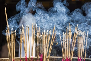 Vietnam Collection: Vietnam, Hue, Thien Mu Pagoda, joss sticks