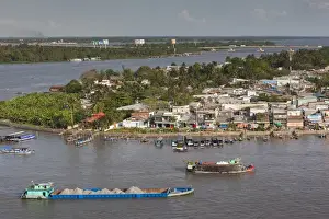 Southern Vietnam Prints: Vietnam, Mekong Delta, Can Tho, elevated view of the East Bank of the Can Tho River