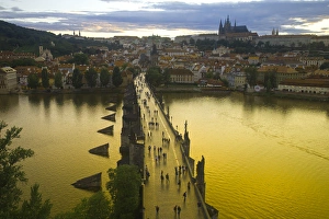 Images Dated 4th July 2007: View from 14th Century Old Town Bridge Tower, Karluv Most (Charles Bridge) Historical
