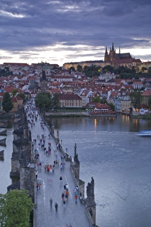 Images Dated 4th July 2007: View from 14th Century Old Town Bridge Tower, Karluv Most (Charles Bridge) Historical