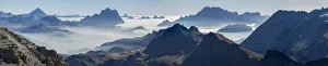 Dolomite Prints: View towards Antelao, Pelmo, Civetta seen from Sella mountain range (Gruppo del Sella