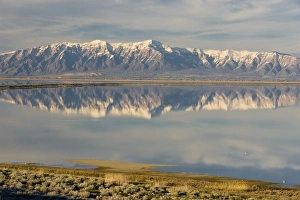 Wasatch Prints: View from Antelope Island Causeway of Great Salt Lake and Northern Wasatch Mountains