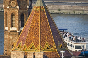 View of architecture and the Danube River, Buda side of Budapest, Capital of Hungary