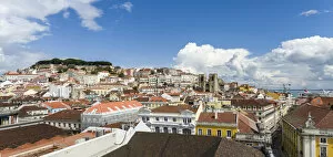 View over the Baixa towards Castelo de Sao Jorge. Lisbon (Lisboa) the capital of Portugal