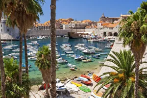 Aqua Prints: View of boats in Old Port, Dalmatian Coast, Adriatic Sea, Croatia, Eastern Europe