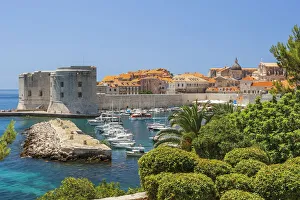 Aqua Prints: View of boats in Old Port, Dubrovnik, Dalmatian Coast, Adriatic Sea, Croatia