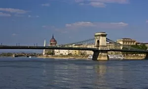 A view of the Chain Bridge in Budapest Hungary
