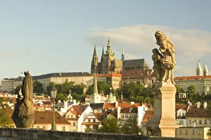 Images Dated 3rd July 2007: View from Charles Bridge (Karluv most), founded in 1357 towards Prague Castle, Baroque