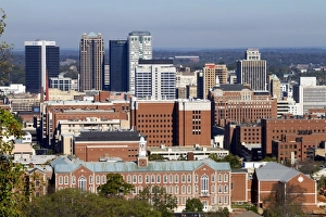 View of the city of Birmingham taken from Vulcan Park, Alabama, USA