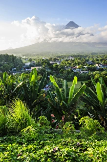 Scenics Prints: View from the Daraga church on the volcano Mount Mayon, Legaspi, Southern Luzon