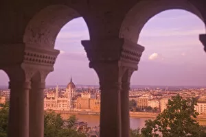 View from Fishermens Bastion next to Matyas Church, Castle Hill, Bude side of Central Budapest
