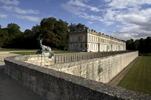 Estate Prints: The view of the garden from Kings bridge in Chateau de Chantilly. Chantilly. France