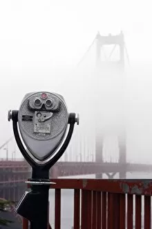 A view of the Golden Gate Bridge hidden in the fog