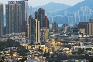 Cityscape Prints: View of high-rise in downtown, Hong Kong, China