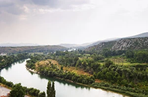 View from the hilltop tower over the Neretva river and the plain in the river valley
