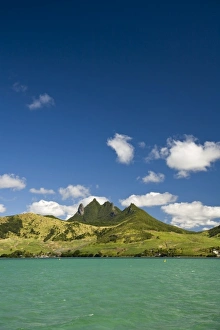 Jagged Prints: View of impressive Lion Mountains in South Mauritius, Africa