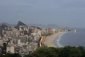 View of Ipanema Beach and Southern Zone of Rio de Janiero, Brazil from atop of Rua Apanena