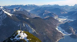 Southern Germany Prints: View towards Jachenau and Karwendel mountain range. View from Mt