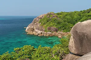 South East Prints: A view from above of Ko Miang, island. Ko Miang, Similan Islands, Phang Nga, Thailand