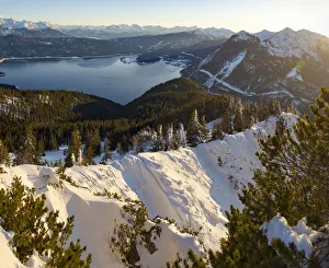 Foothill Prints: View towards lake Walchensee and the Karwendel mountain range. View from Mt