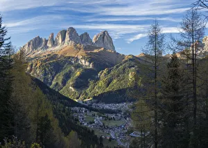 View of Langkofel (Sasso Lungo) from Val Contrin in the Marmolada mountain range in