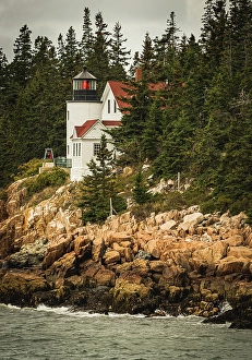 Bar Harbor Prints: View of Maine's Bass Harbor Head Lighthouse from the water
