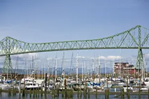 Astoria Prints: View of marina and historic Astoria Bridge on the Columbia River. Astoria, Oregon